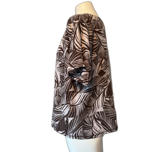 Chico's Brown and Off-white Leaf Print Blouse Top 3 16 XL - Picture 4 of 7